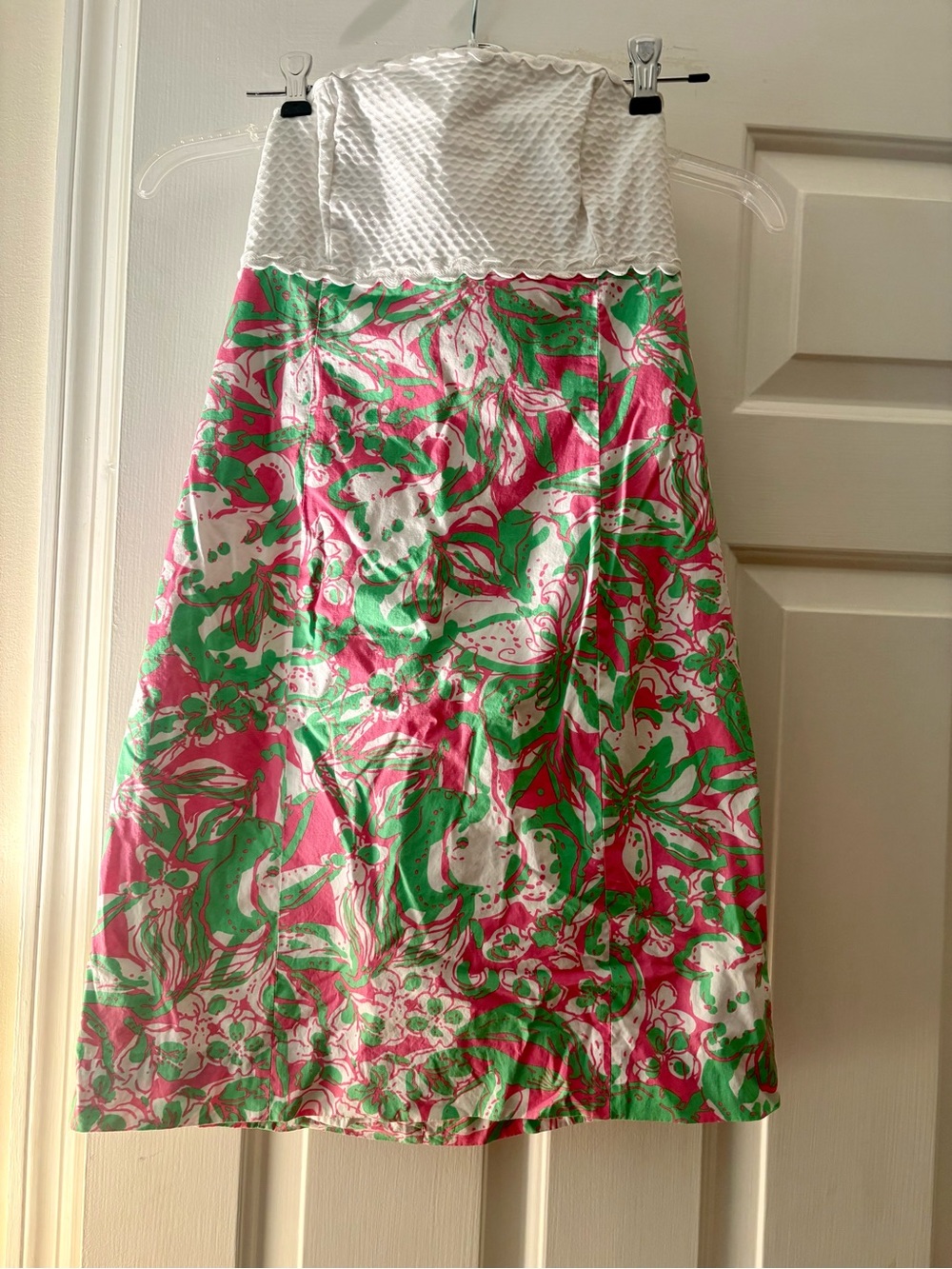 Lilly Pulitzer Franco dress size 2 strapless floral tropical pink tie back mini